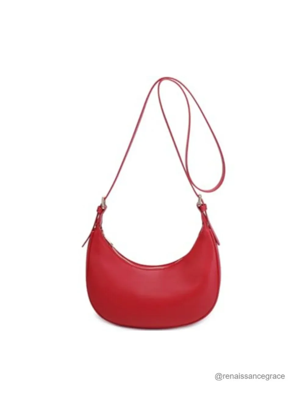 Faux Leather Crescent Hobo Bag Women Crossbody Underarm Shoulder Purse
